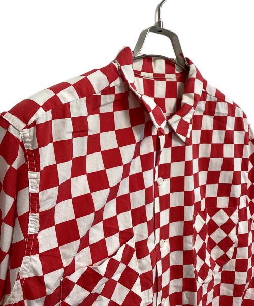 VINTAGE（ヴィンテージ）VINTAGE (ヴィンテージ) チェッカーフラッグ半袖シャツ ホワイト×レッド サイズ:不明の古着・服飾アイテム