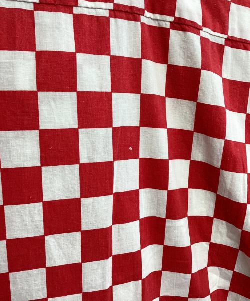 VINTAGE（ヴィンテージ）VINTAGE (ヴィンテージ) チェッカーフラッグ半袖シャツ ホワイト×レッド サイズ:不明の古着・服飾アイテム