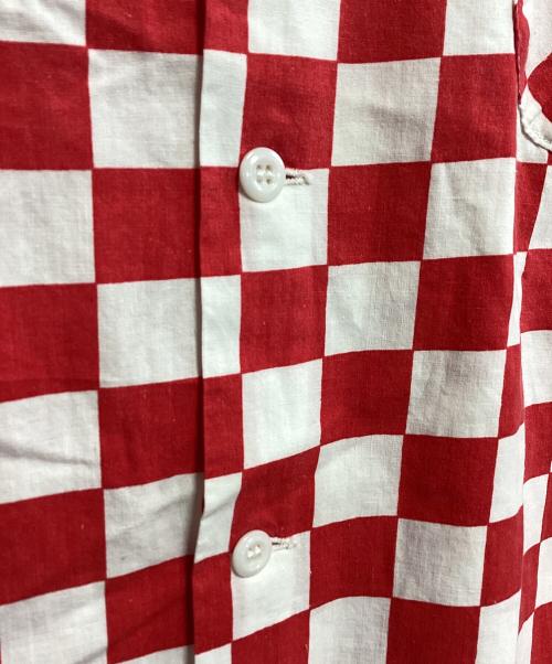 VINTAGE（ヴィンテージ）VINTAGE (ヴィンテージ) チェッカーフラッグ半袖シャツ ホワイト×レッド サイズ:不明の古着・服飾アイテム