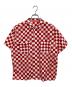 VINTAGE（ヴィンテージ）の古着「チェッカーフラッグ半袖シャツ」｜ホワイト×レッド