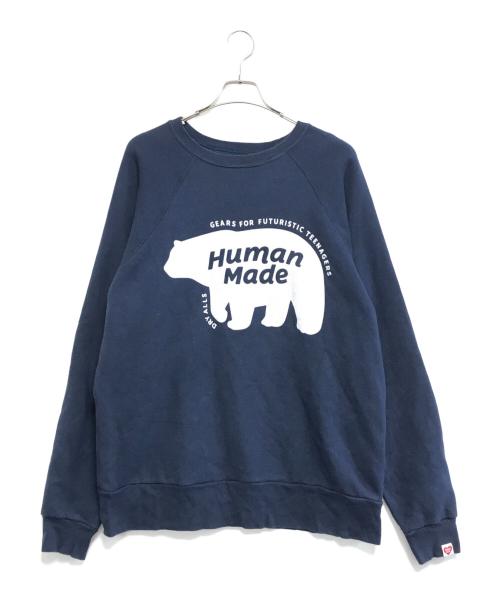 HUMAN MADE（ヒューマンメイド）HUMAN MADE (ヒューマンメイド) RAGLAN CREW NECK SWEATSHIRT ネイビー サイズ:XXLの古着・服飾アイテム