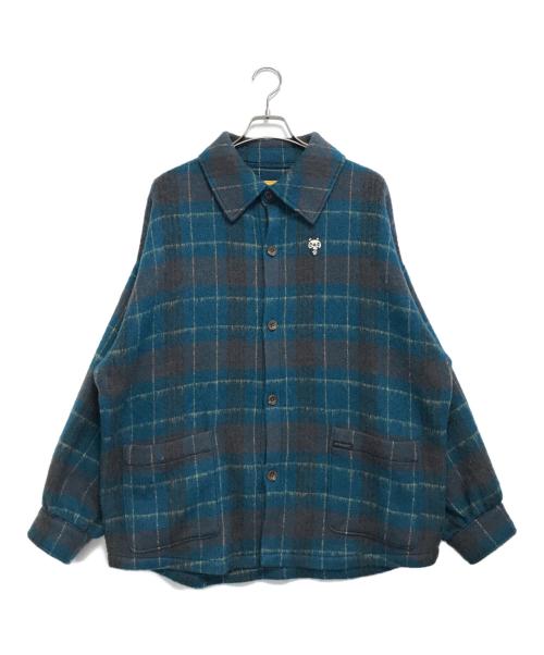 Hysteric Glamour（ヒステリックグラマー）Hysteric Glamour (ヒステリックグラマー) SKULL PANDA刺繍オーバーサイズウール シャツジャケット ネイビー サイズ:FREEの古着・服飾アイテム
