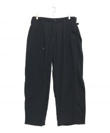 GROUND Y（グラウンドワイ）の古着「CREPE DE CHINE SIDE TRIMMED PANTS」｜ブラック