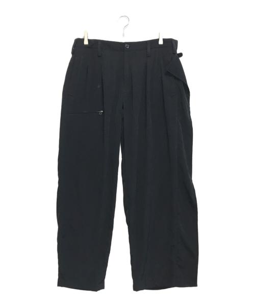 GROUND Y（グラウンドワイ）GROUND Y (グラウンドワイ) CREPE DE CHINE SIDE TRIMMED PANTS ブラック サイズ:3の古着・服飾アイテム