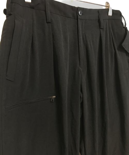 GROUND Y（グラウンドワイ）GROUND Y (グラウンドワイ) CREPE DE CHINE SIDE TRIMMED PANTS ブラック サイズ:3の古着・服飾アイテム