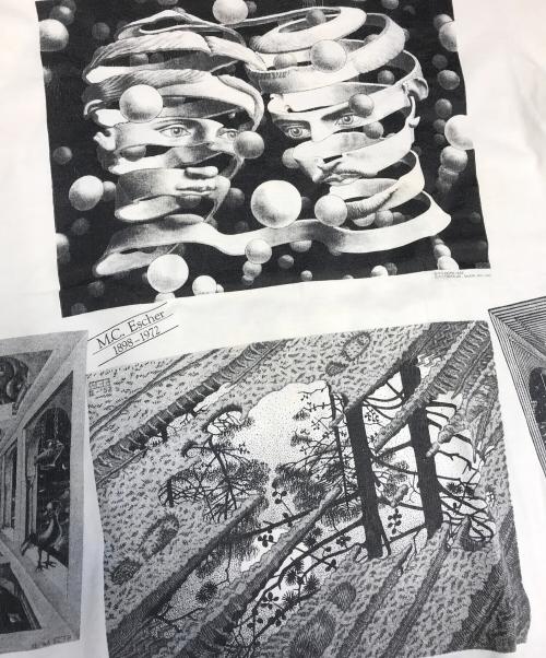 ANDAZIA（アンダジア）ANDAZIA (アンダジア) マルチプリントだまし絵Tシャツ ホワイト サイズ:Mの古着・服飾アイテム