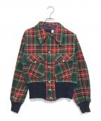 VINTAGEヴィンテージ）の古着「コーデュロイチェックジャケット」｜レッド