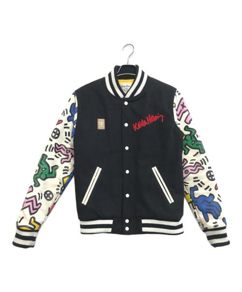 JOYRICH（ジョイリッチ）JOYRICH (ジョイリッチ) Keith Haring (キースヘリング) 袖レザースタジャン ブラック サイズ:Lの古着・服飾アイテム