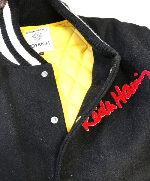 JOYRICH（ジョイリッチ）JOYRICH (ジョイリッチ) Keith Haring (キースヘリング) 袖レザースタジャン ブラック サイズ:Lの古着・服飾アイテム