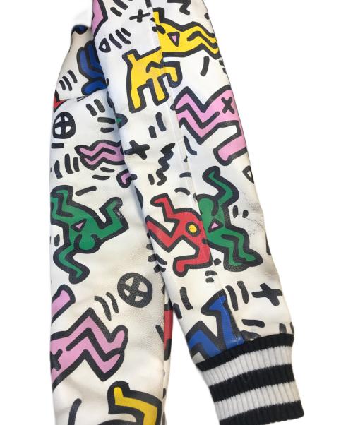 JOYRICH（ジョイリッチ）JOYRICH (ジョイリッチ) Keith Haring (キースヘリング) 袖レザースタジャン ブラック サイズ:Lの古着・服飾アイテム