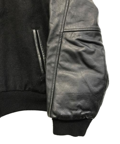 PORCHE（ポルシェ）PORCHE (ポルシェ) レザー切替ウールスタジャン ブラック サイズ:XLの古着・服飾アイテム