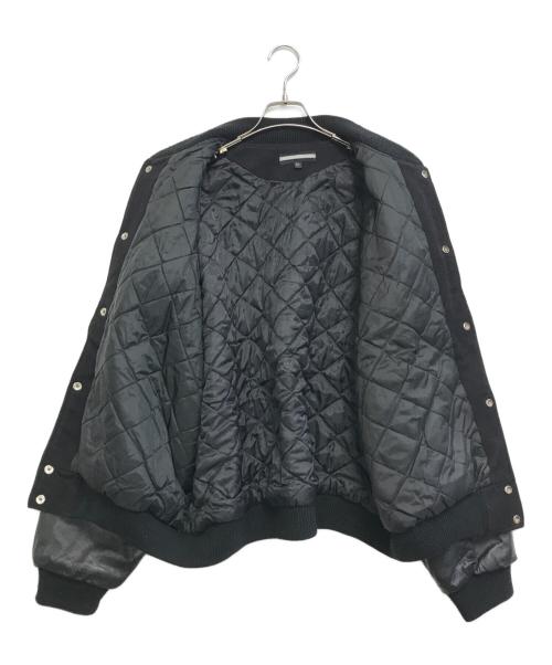 PORCHE（ポルシェ）PORCHE (ポルシェ) レザー切替ウールスタジャン ブラック サイズ:XLの古着・服飾アイテム