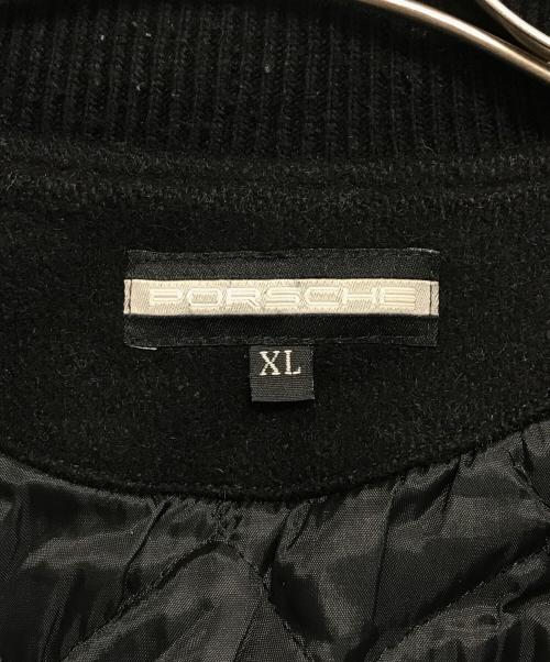 PORCHE（ポルシェ）PORCHE (ポルシェ) レザー切替ウールスタジャン ブラック サイズ:XLの古着・服飾アイテム
