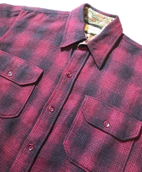 TOWN CRAFT（タウンクラフト）TOWN CRAFT (タウンクラフト) エルボーパッチ付オンブレチェックシャツ レッド サイズ:表記なしの古着・服飾アイテム
