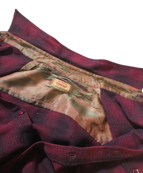 TOWN CRAFT（タウンクラフト）TOWN CRAFT (タウンクラフト) エルボーパッチ付オンブレチェックシャツ レッド サイズ:表記なしの古着・服飾アイテム