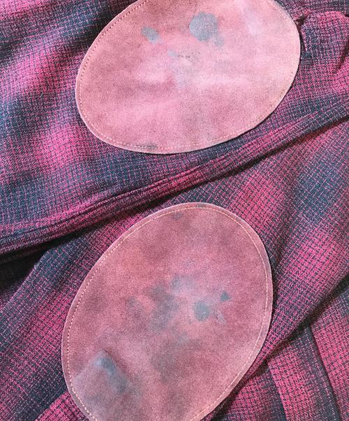 TOWN CRAFT（タウンクラフト）TOWN CRAFT (タウンクラフト) エルボーパッチ付オンブレチェックシャツ レッド サイズ:表記なしの古着・服飾アイテム