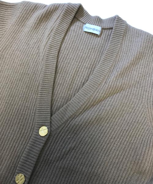 Yves Saint Laurent（イヴサンローラン）Yves Saint Laurent (イヴサンローラン) 金釦ニットカーディガン ブラウン サイズ:Mの古着・服飾アイテム
