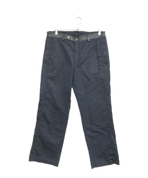 EMPORIO ARMANI（エンポリオアルマーニ）EMPORIO ARMANI (エンポリオアルマーニ) レザーコンビパンツ ブラック サイズ:52の古着・服飾アイテム