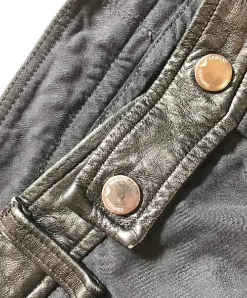 EMPORIO ARMANI（エンポリオアルマーニ）EMPORIO ARMANI (エンポリオアルマーニ) レザーコンビパンツ ブラック サイズ:52の古着・服飾アイテム