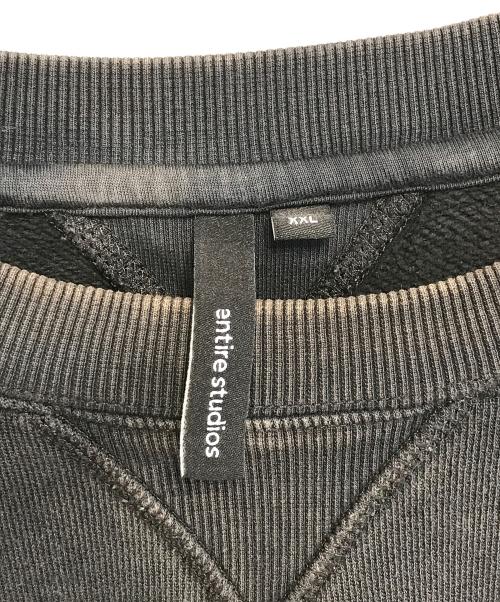 entire studios（エンタイアスタジオ）entire studios (エンタイアスタジオ) BOX CREW ユーズド加工 スウェット ブラック サイズ:ＸＸＬの古着・服飾アイテム