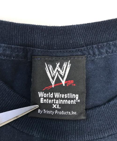 wwe（ダブリュダブリュイー）wwe (ダブリュダブリュイー) プリントTシャツ ネイビー サイズ:XLの古着・服飾アイテム