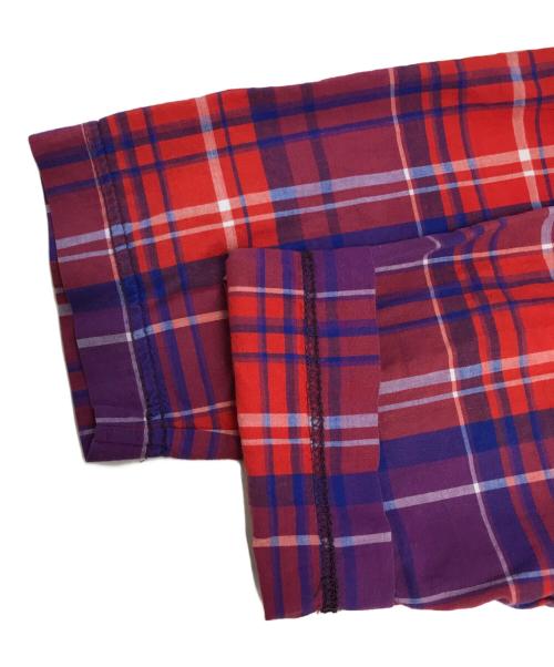 GANRYU（ガンリュウ）GANRYU (ガンリュウ) ヘンリーネックチェックシャツ レッド サイズ:Lの古着・服飾アイテム