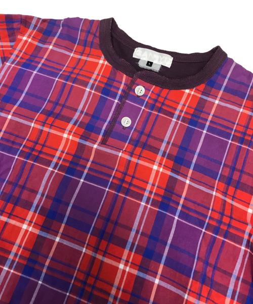 GANRYU（ガンリュウ）GANRYU (ガンリュウ) ヘンリーネックチェックシャツ レッド サイズ:Lの古着・服飾アイテム