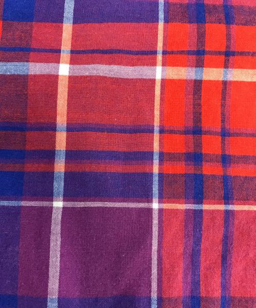 GANRYU（ガンリュウ）GANRYU (ガンリュウ) ヘンリーネックチェックシャツ レッド サイズ:Lの古着・服飾アイテム