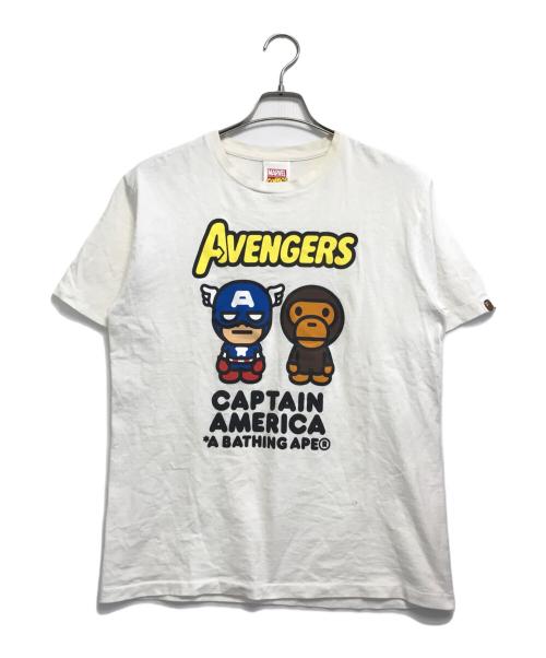 A BATHING APE（ア ベイシング エイプ）A BATHING APE (ア ベイシング エイプ) MARVEL (マーベル) 半袖カットソー ホワイト サイズ:Mの古着・服飾アイテム