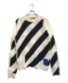 OFFWHITE（オフホワイト）の古着「MOHAIR DIAG SWEATER」｜ホワイト×ブラック