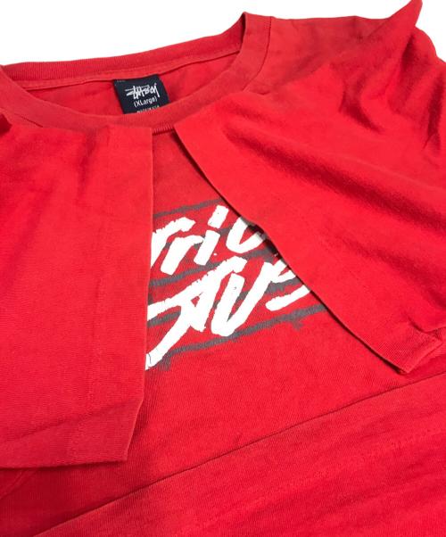 stussy（ステューシー）stussy (ステューシー) プリントTシャツ レッド サイズ:XLの古着・服飾アイテム