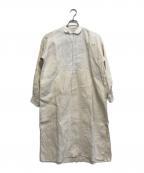 VINTAGEヴィンテージ）の古着「フレンチリネンスモックシャツ」｜ホワイト