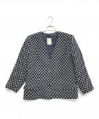 CELINEセリーヌ）の古着「ノーカラージャケット」｜ネイビー