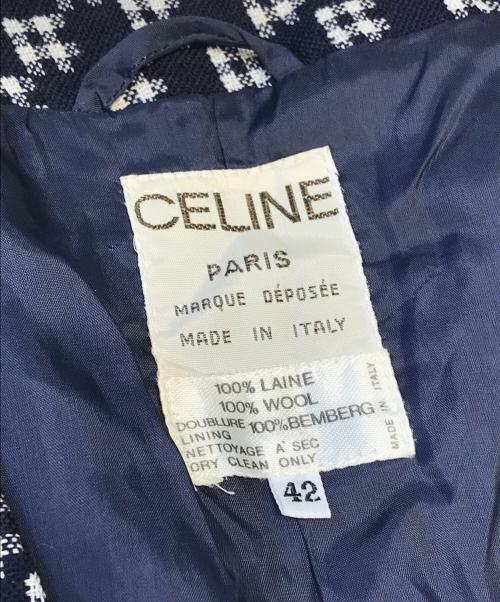 CELINE（セリーヌ）CELINE (セリーヌ) ノーカラージャケット ネイビー サイズ:42の古着・服飾アイテム