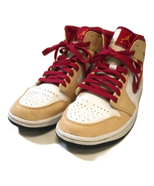 NIKE（ナイキ）NIKE (ナイキ) AIR JORDAN1 ベージュ×レッド サイズ:US9/UK8/EUR42.5/cm27/BR40.5/CN270(2.5)の古着・服飾アイテム