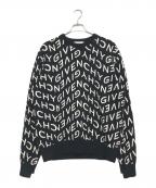 GIVENCHYジバンシィ）の古着「総柄ランダムロゴニット」｜ブラック×ホワイト