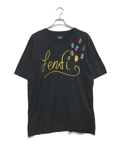FENDI（フェンディ）FENDI (フェンディ) ロゴ刺繍Tシャツ ブラック サイズ:Lの古着・服飾アイテム