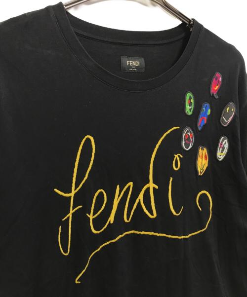FENDI（フェンディ）FENDI (フェンディ) ロゴ刺繍Tシャツ ブラック サイズ:Lの古着・服飾アイテム