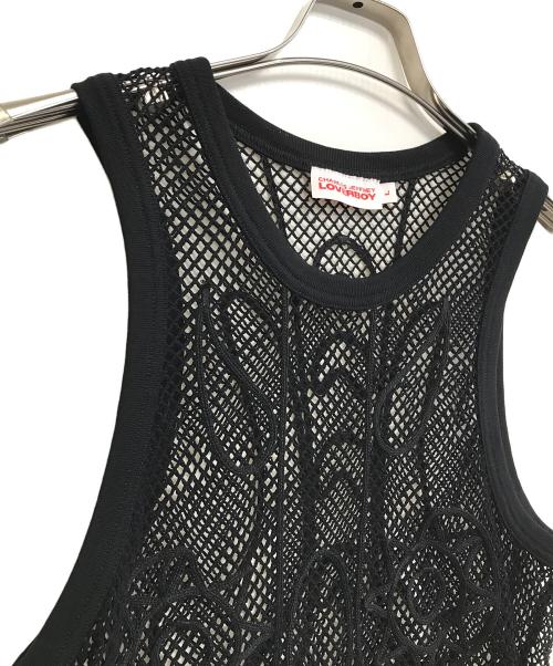 LOVERBOY（ラヴァーボーイ）LOVERBOY (ラヴァーボーイ) GRAPHIC NET VEST ブラック サイズ:Lの古着・服飾アイテム