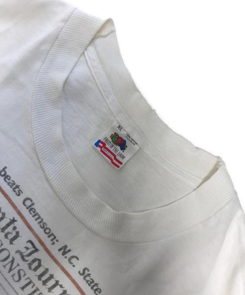 FRUIT OF THE LOOM（フルーツオブザルーム）FRUIT OF THE LOOM (フルーツオブザルーム) ニュースペーパープリントTシャツ ホワイト サイズ:XLの古着・服飾アイテム