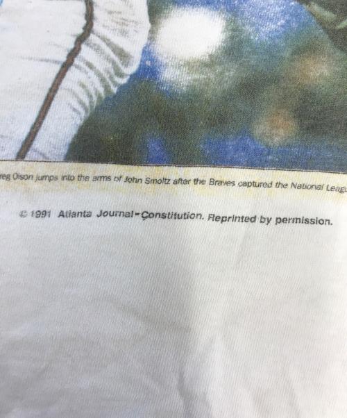 FRUIT OF THE LOOM（フルーツオブザルーム）FRUIT OF THE LOOM (フルーツオブザルーム) ニュースペーパープリントTシャツ ホワイト サイズ:XLの古着・服飾アイテム