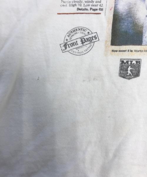 FRUIT OF THE LOOM（フルーツオブザルーム）FRUIT OF THE LOOM (フルーツオブザルーム) ニュースペーパープリントTシャツ ホワイト サイズ:XLの古着・服飾アイテム