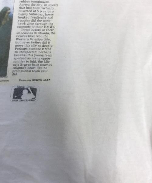 FRUIT OF THE LOOM（フルーツオブザルーム）FRUIT OF THE LOOM (フルーツオブザルーム) ニュースペーパープリントTシャツ ホワイト サイズ:XLの古着・服飾アイテム