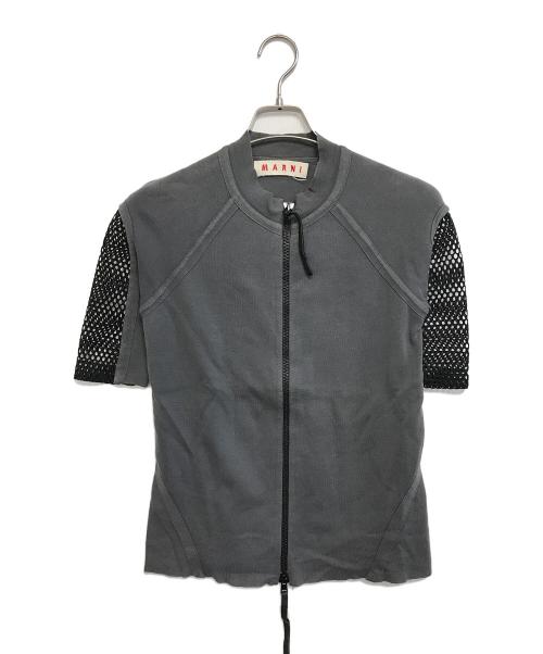 MARNI（マルニ）MARNI (マルニ) メッシュ切替フルジップカットソー グレー サイズ:36の古着・服飾アイテム