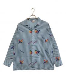 designer collection（デザイナーコレクション）の古着「総柄オープンカラーシャツ」｜ブルー