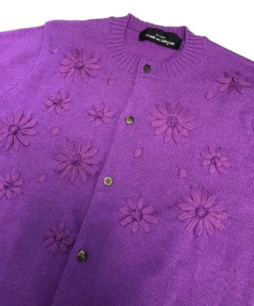 tricot COMME des GARCONS（トリココムデギャルソン）tricot COMME des GARCONS (トリココムデギャルソン) 花柄ウールニットカーディガン パープル サイズ:表記なしの古着・服飾アイテム