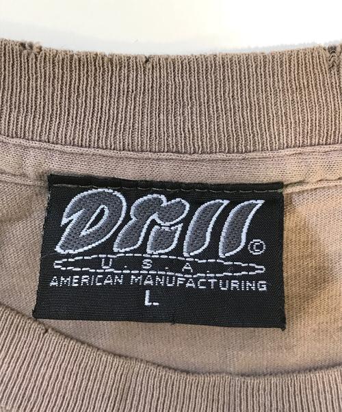 Drill（ドリル）Drill (ドリル) プリントTシャツ ブラウン サイズ:Lの古着・服飾アイテム