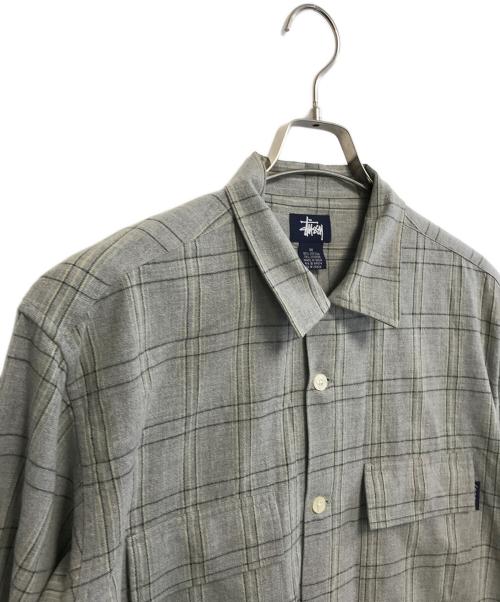 stussy（ステューシー）stussy (ステューシー) 開襟チェックシャツ グレー サイズ:Mの古着・服飾アイテム