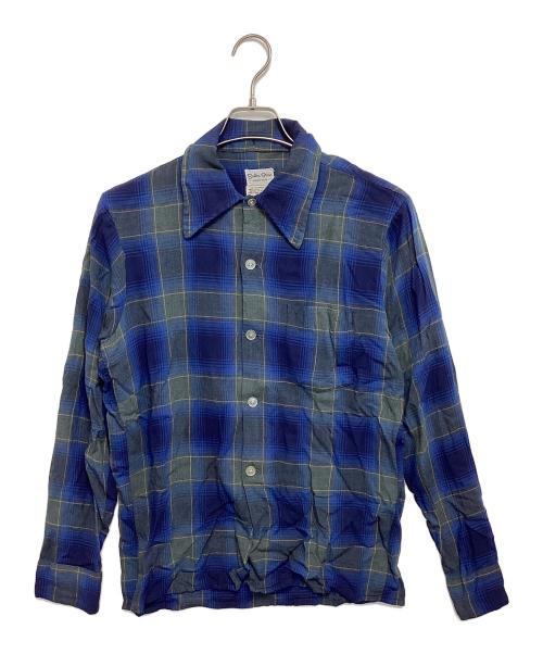Boston Stone（ボストンストーン）Boston Stone (ボストンストーン) レーヨン混チェックシャツ ネイビー サイズ:ｍの古着・服飾アイテム