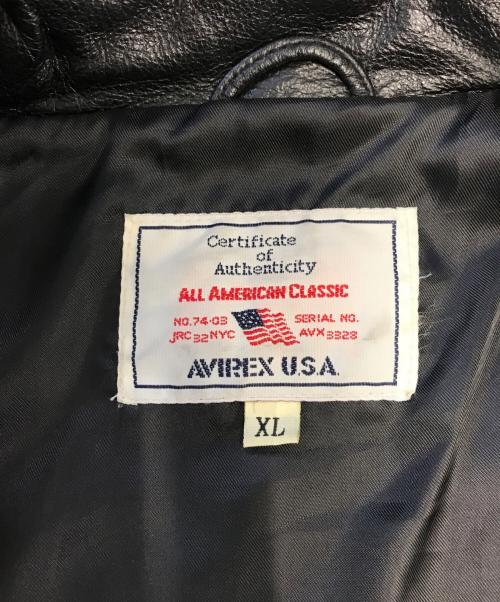 AVIREX（アヴィレックス）AVIREX (アヴィレックス) フーデッドレザージャケット ブラック サイズ:XLの古着・服飾アイテム